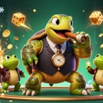 Experience Luckywin with a dynamic scene of a snapping turtle mobster and casino excitement.