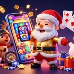 Experience thrilling gameplay with uu88 in a vibrant casino scene featuring Santa and friends.