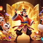 Engage in thrilling gaming at oppa86 dafta, featuring a dynamic 3D casino scene.
