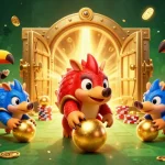 Play mega888 with vibrant pangolins bowling through a rewarding casino scene filled with treasures.