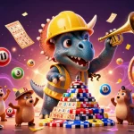 Engage with Thần tài nổ hũ gameplay amidst a festive dynamic scene of joy of winning with vibrant casino elements.