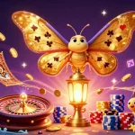 Experience exhilarating wins at Hay88 with vibrant casino elements like golden coins and poker chips.