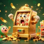 MM88 slot machine celebrates a jackpot, surrounded by cheering machines and coins spilling out.