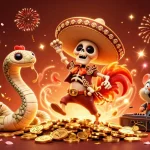 Engage in exciting casino gameplay with gái gọi as 3D characters celebrate over a vibrant backdrop.