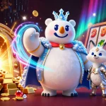 Experience exhilarating slot gaming action with man88's dynamic 3D illustration featuring a royal polar bear.