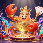 Engage in thrilling gameplay at bl555 with a golden crab emperor amidst dazzling casino elements.
